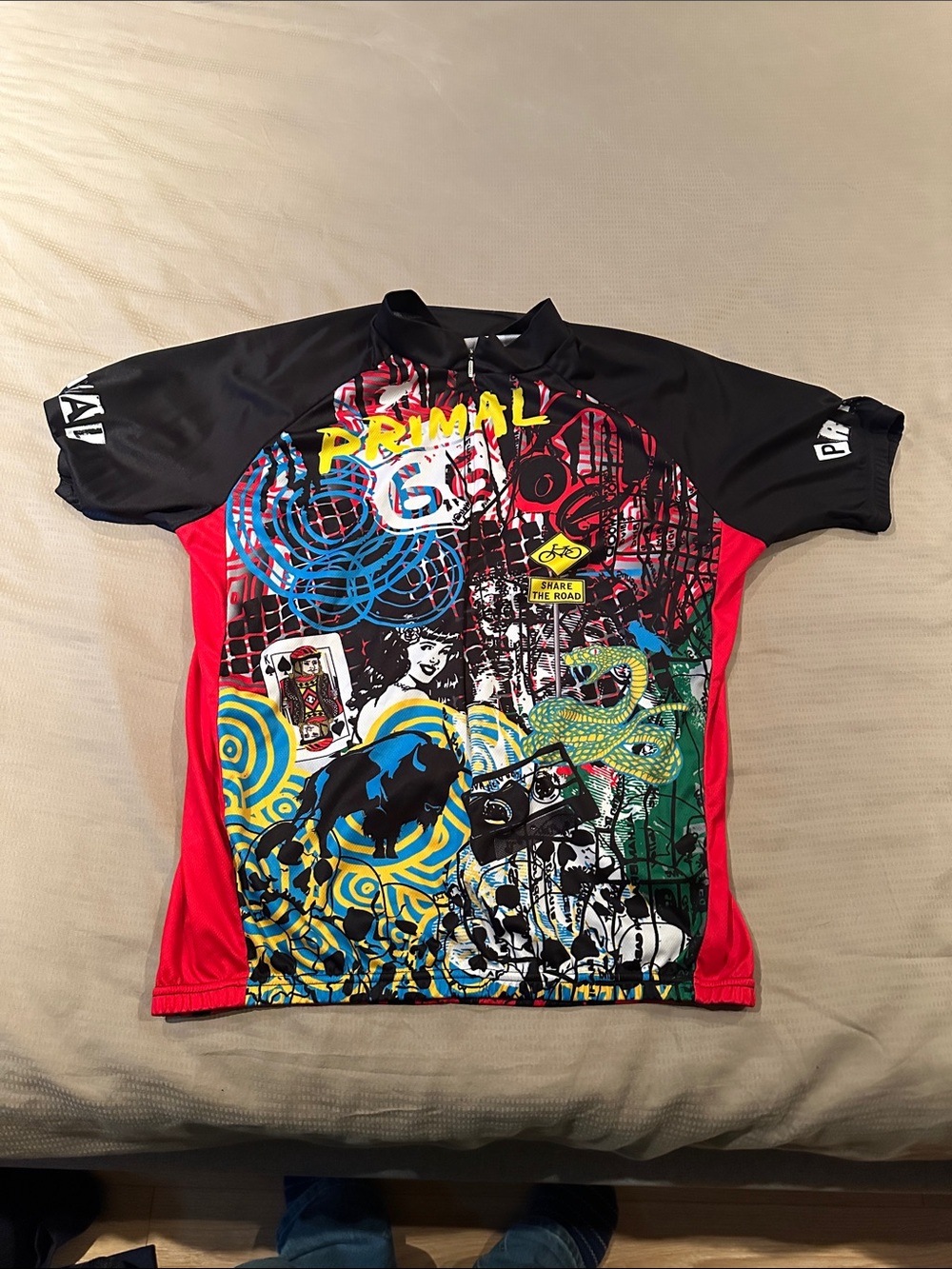 Men’s XL Red & Black Primal Graphic Cycling Jersey